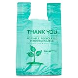 Recyclable Biodegradable Green Eco Friendly Bags with Handles| Bulk Plastic T-Shirt Grocery Shopping