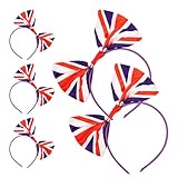 NIYANGLE 5 Diademas Lazo de Satén para Festivales Británicos, Accesorios Cabello Diseño de Bandera, Talla y Alta Elasticidad para Fiestas