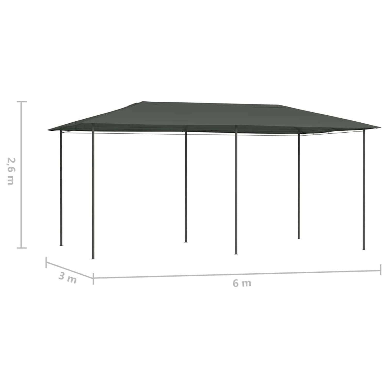 Gazebo 3x6x2,6 m Antracite 160 g/m²,Gazebo,Impermeabile,Anti UV,Gazebo da Giardino,Gazebo Esterno