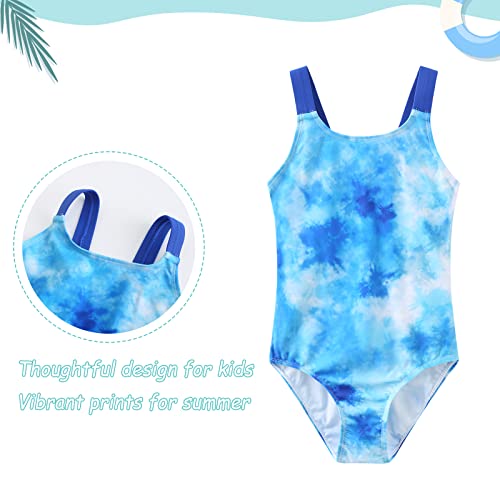 Image of Girls One Piece Swimsuits Tie Dye Bathing Suit Hawaiian Summer Swimwear for Girls 3-16 Years
