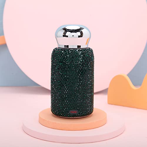 Fawziya Crystal Insulated Water Bottle With Cover 7 Oz Bling Small Hot And Cold Water Bottle-Emerald Green #TOP3