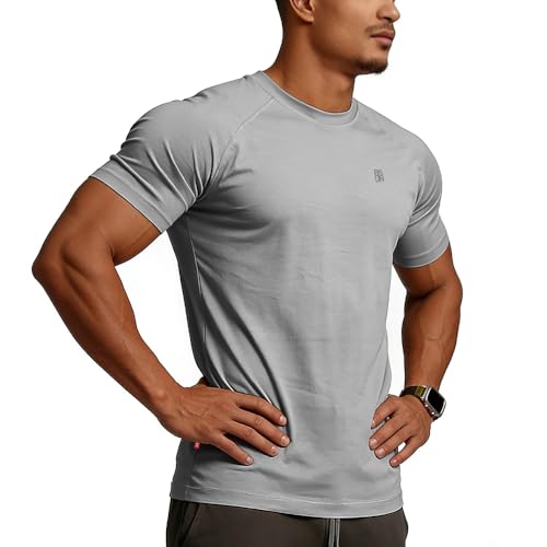Image of Casual Short Sleeve Crew Neck Classic Wicking Breathable Fitness Muscle Athletic T Shirts Mens