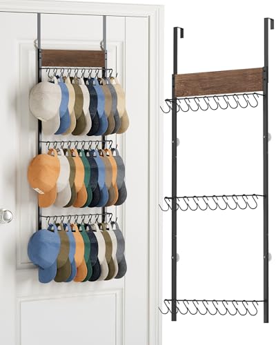 FANGSUN 3-Tier Over the Door Hat Rack with 30 Movable