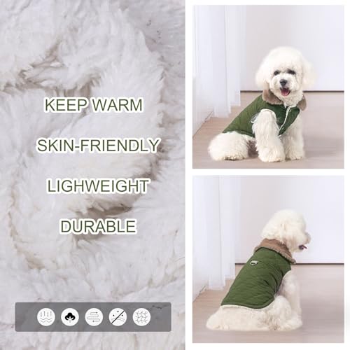 Image of BEAUTYZOO Warm Dog Puffer Jacket Vest, Dog Winter Coat with Harness,Green S