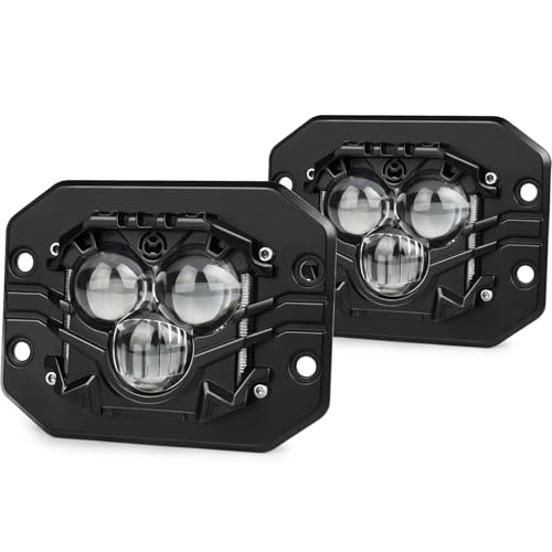 POVTOR Flush Mount LED Pods, 5 inch 40W Off Road Driving LED Pod Lights Waterproof with Projector White Spot Beam Reverse Lights for Trucks ATV SUV UTV 4x4