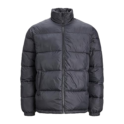 Image of JACK & JONES Mens Black Puffer Jackets Smart Casual Long Sleeves Full Zip Fastening for Men UK- Size - 2XL