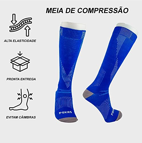 Kit 3 Meias de Compressão Profissional Esportiva Absorve Calor Estimula Circulação Corrida Academia