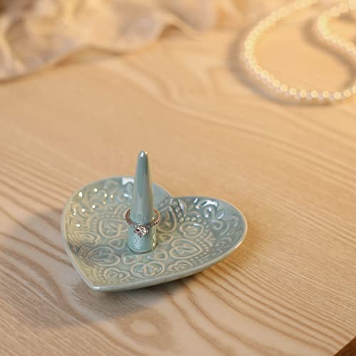 Joymarr Ceramic Heart Ring Dish Holder - Wedding Engagement Gifts For Bride, Birthday Christmas Gifts For Women,Her,Best Friend (Blue) #TOP2