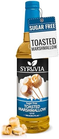 Syruvia Sugar Free Coffee Syrup, Toasted Marshmallow Flavored Syrup for Drinks, Lattes, and Desserts – 25.4 fl oz