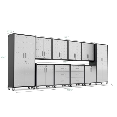 Image of 10-Piece Heavy Duty Steel Garage Cabinet System