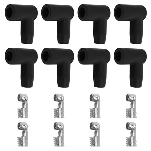 YGDMD 16PCS Spark Plug Boot,HEI 90° Spark Plug Wire Ends with Positive Locking Terminals for Avoiding Leakage of Electricity,Car Accessories Sparks Plugs Wire Boots for 7-10mm Wires