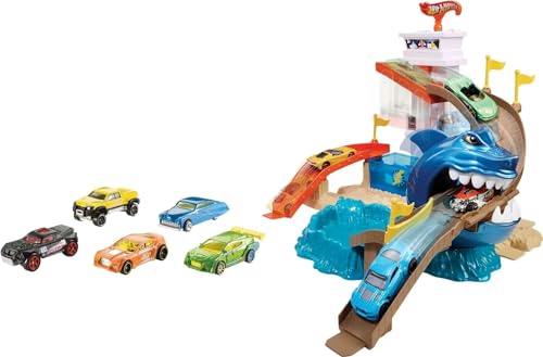 Hot Wheels- Playset lo Squalo sta Attaccando, Pista con Macchinina Cambia Colore, Giocattolo per Bambini 4+Anni, BGK04, Esclusivo Amazon