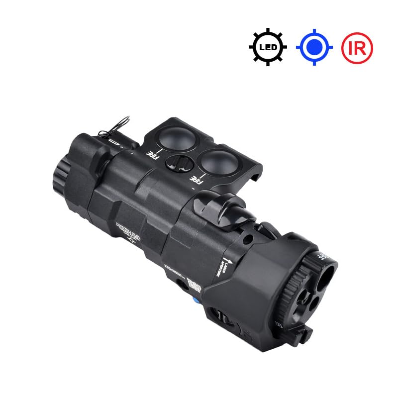 Metal MW C1+ Box Aiming Laser Sight(with Red/Green/Blue Laser+IR Laser+IR Fill Light + 220 Lumens LED Flashlight), & New Dual Wire Modular Remote Pressure Switch(SF+2.5) Combo,Black