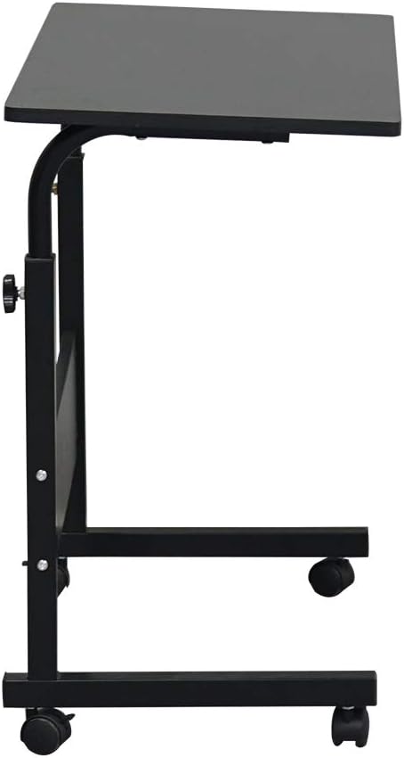 Overbed Table Stand Up Desk with Wheels Mobile Standing Desk Portable Laptop Desk Height Adjustable for Bed, Office, Sofa, Living Room (Black-31.5 x 15.75 x 27.16-38.58)