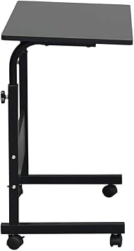 Overbed Table Stand Up Desk with Wheels Mobile Standing Desk Portable Laptop Desk Height Adjustable for Bed, Office, Sofa, Living Room (Black-31.5 x 15.75 x 27.16-38.58)