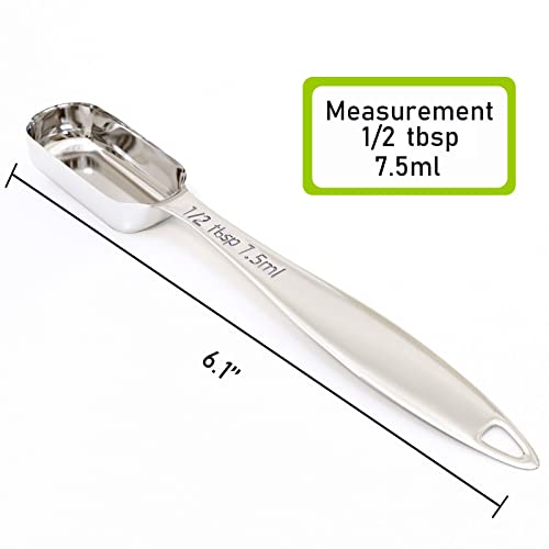 1/2 Tablespoon(7.5 Ml | 7.5 Cc | 1.5 Teaspoon | 1 1/2 Tsp) Single Measuring Spoon, Stainless Steel Rectangular Individual Measuring Spoons, Long Handle Measuring Spoons Only #TOP1