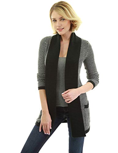 AmélieBoutik Women Open Front Long Sleeve Pocket Marled Sweater Cardigan2