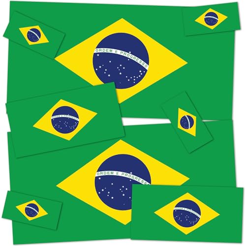 Desert Cactus Brazil Country Flag 8 Pack Variety Size Stickers (V)