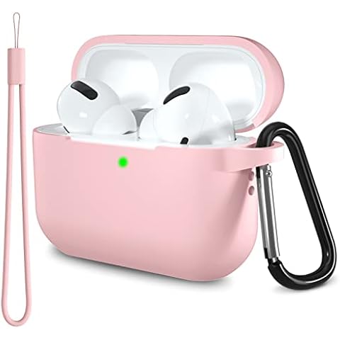 Lerobo Compatible with AirPods Pro Case Cover,with Keychain/Lanyard,Soft Silicone Skin Full Protective Case for AirPod Pro Compatible with Apple Airpod Pro 2nd/1st Generation Case,Pink Cover