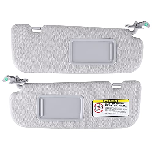 ikasus Set of 2, Car Left Driver/Right Passenger Side Sun Visor Compatible with Hyun-dai Elantra 2011 2012 2013 2014 2015, Gray Sun Visor Replaces Part 852103X000TX 852203X000TX