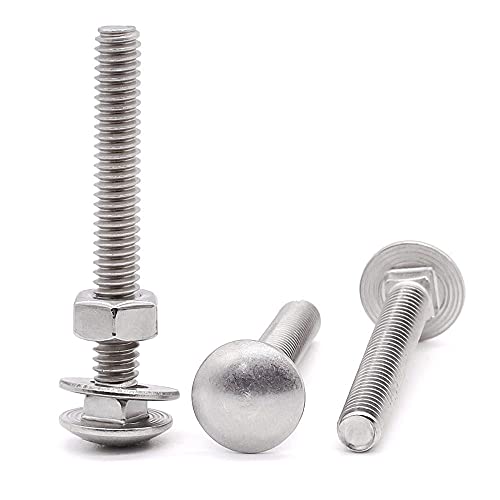 Glvaner (6 Sets) 3/8-16 x 4 Stainless Steel Carriage Bolts Screws Round Head Square Neck and Hex Nuts & Flat Washers 304 Stainless Steel 18-8 Full Thread Coverage - Thumbnail 7