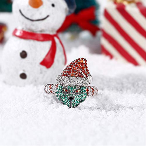 Jeulia Christmas Monster Inspired Sterling Silver Diamond Ring Round Cut CZ Engagement Ring Anniversary Wedding Women Gift Santa Band with Jewelry Box3