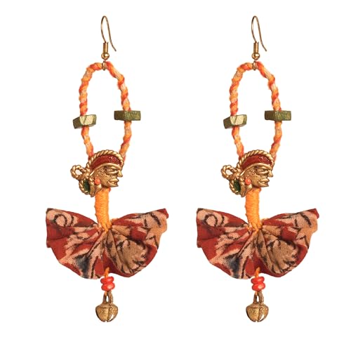 Image of Royal Queen & Empress Handcrafted Tribal Dhokra Earrings Collection for Women - Wooden, Fabric & Round Statement Ethnic Designs in Multiple Colours