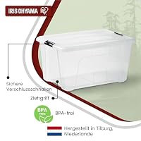 Iris Ohyama Aufbewahrungsboxen mit Deckel, 45L, 6er-Set, Transparent, Sicherer Verschluss, Stapelbar, Griffe, Schlafzimmer, Schrank, Büro, Organisation, BPA-freies Plastik, Ordnungsboxen, NTB-45 – Ansicht 3