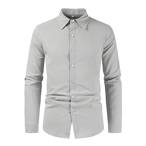 Chemise en coton pour homme avec col revers de style japonais et couleur unie coupe droite