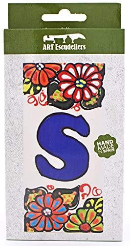 House letters 6 inch. Handpainted house letter tiles for signs, addresses and names. Address numbers for houses. House address numbers and letters. Design Design GARDEN 5,71" x 2,76" (LETTER "S")