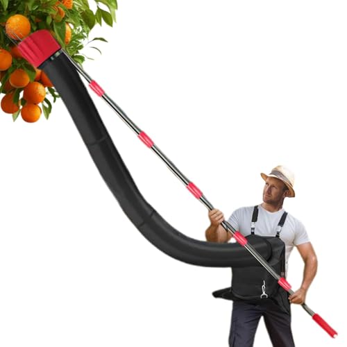 Gihioue Cueilleur D'arbres Fruitiers, Cueilleur De Fruits Professionnel De 13 Pieds avec Entonnoir De Collecte Et Sac, Cueilleur De Longueur Réglable pour Pommes, Avocats, Cerises, Citrons