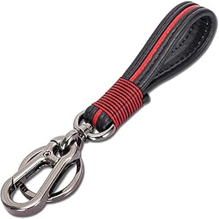 Handmade Genuine Leather Black Chrome Finish Detachable Valet Keychain, Premium Car fob Key Chain Loop Ring Bag for Men Women in Gift Box fit Mercedes BMW Cadillac Lexus Ford Toyota Audi VW Honda