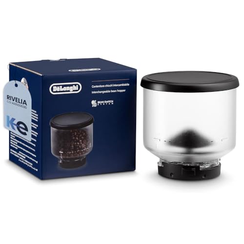 Anakel Home Depósito para Granos Intercambiable AS00006310 Compatible con Cafetera De'Longhi Rivelia | Capacidad de 250 g, Tapa Negra