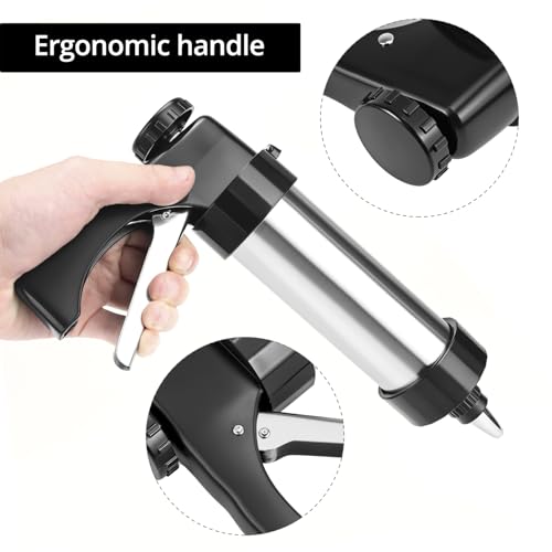 image for QWORK Stainless Steel Cookie Press Gun Kit - Includes 13 Cookie Discs 