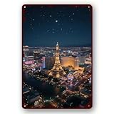 Creative Metal Tin Sign Las Vegas Strip Fireworks Tin Sign Decoration Creative Fun Home Bathroom Patio Bar Pub Decor 8x12 Inches