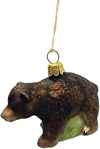 Brown Grizzly Bear Baby Cub Polish Glass Christmas Tree Ornament - Thumbnail 4