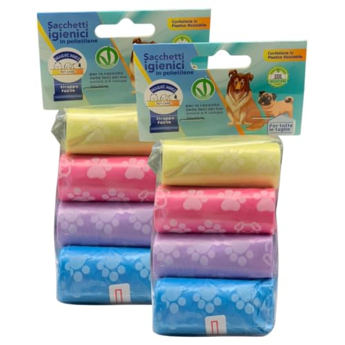 2x Confezione Da 8 Roll Di SACCHETTI IGIENICI Per La Raccolta Delle Feci Del Tuo Amico a Quattro Zampe, Formato 20x30cm