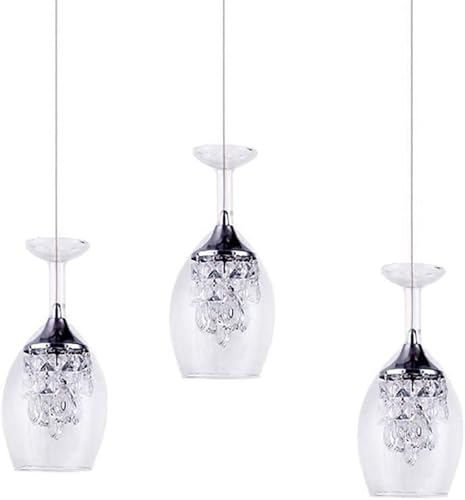 Preisvergleich Produktbild Pendelleuchten Kronleuchter Moderner Kristall Weinglas Kronleuchter, 3 Lichter Nordic Led Pendelleuchte, Decken-Hängelampen-Befestigungen für Bar Wohnzimmer, Arbeitszimmer, Schlafzimmer, Korridor, Aus