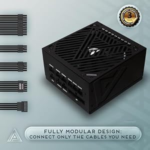 Apevia ATX-SL850W Soul 850W Fully Modular Power Supply ATX 3.0 & 3.1 Compatible, PCIe 5.1 12V-2x6 Connector ATX Active PFC, DC to DC Converter Design, 140mm Silent Fan, RoHS Compliance — photo 2 of 6