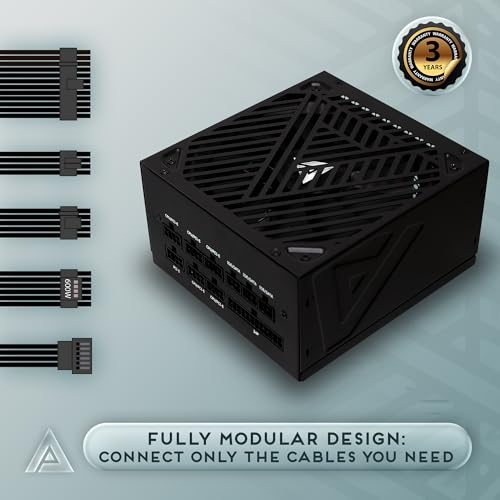 Image of Apevia ATX-SL850W Soul 850W Fully Modular Power Supply ATX 3.0 & 3.1 Compatible, PCIe 5.1 12V-2x6 Connector ATX Active PFC, DC to DC Converter Design, 140mm Silent Fan, RoHS Compliance | Fully Modular PSU, ATX 3.1 PCIE5.1 Ready, 12VHPWR Cable Included, Active PFC, 140mm Auto Thermal Fan, Heavy Duty Protections