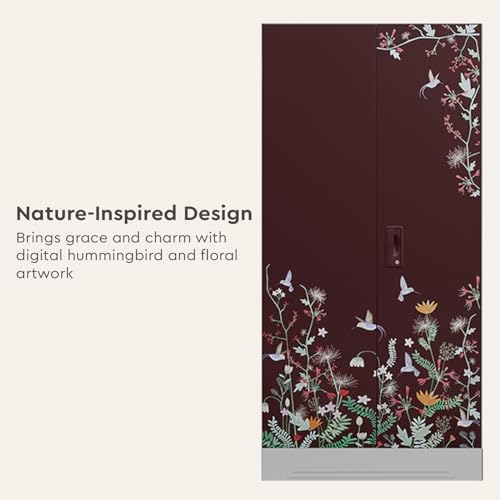 Image of Interio by Godrej Wardrobe Slimline 2 Door Steel Almirah (Digital Printed Russet and Royal Ivory) Wardrobe for Clothes, 1 Year Warranty, Locker, Drawer, 4 Shelves