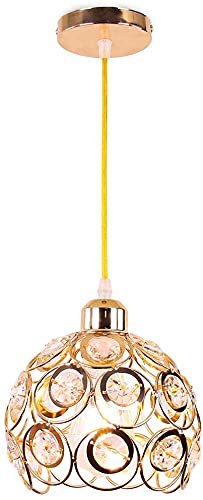 Home-Neat Lámpara de techo colgante, moderna mini lámpara de araña de cristal E27 colgante para pasillo, sala de estar, dormitorio (dorado)