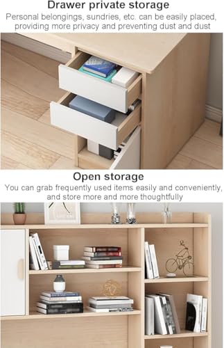 Bureau d'ordinateur portable avec étagère, meuble moderne blanc - 7