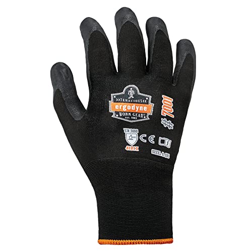 Nitrile Coated Work Gloves, High Dexterity, Ergodyne Proflex 7001,Black, Large (Pack Of 1) #TOP6