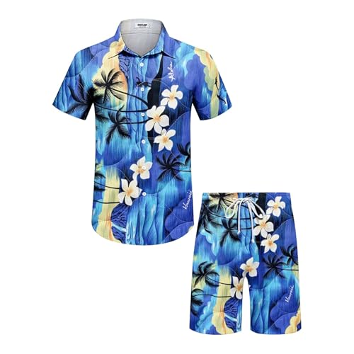 Conjunto de camisa y pantalones cortos tropicales de hombre para playa 2