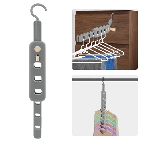 Coopache Kleiderbügel Platzsparende rutschfeste Schrank Organizer, Türgarderobe Klappbar, Türhaken Ausziehbare Verlängerungen (Grau 1 Stück)