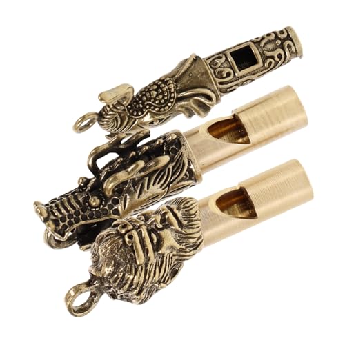 HONMEET 3pcs Creative Brass Whistle Keyring Pendant for Copper Whistle with Loud Crisp Sound for Camping Sports and Emergency Situations Unique Present Idea