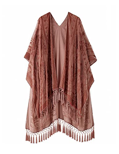 Image of MJ SERECA Women's Casual Long Velvet Kimono