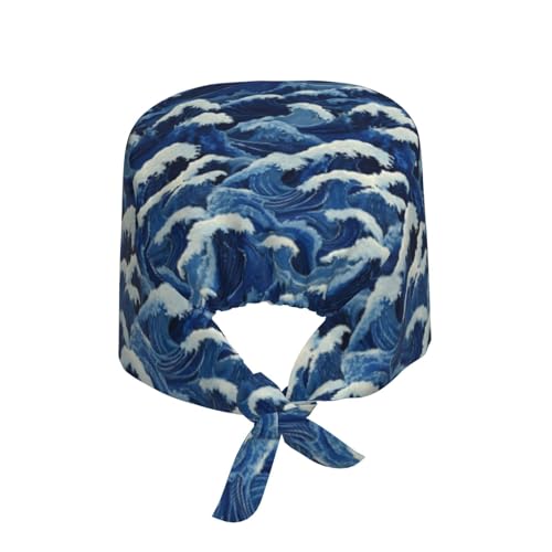 Image of Working Cap Scrub Cap with Sweatband Adjustable Unisex Tie Back Hat for Cleaning Farm Nursing