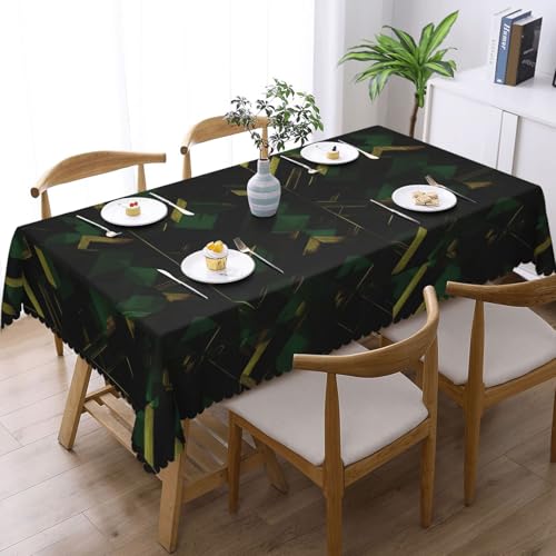 Nappe géométrique noir vert doré pour dîners raffinés